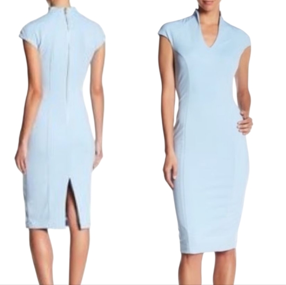 Alexia Ardmor Katrina Sheath Dress Size XS Light Blue Sleeveless Split Neck - Picture 1 of 15